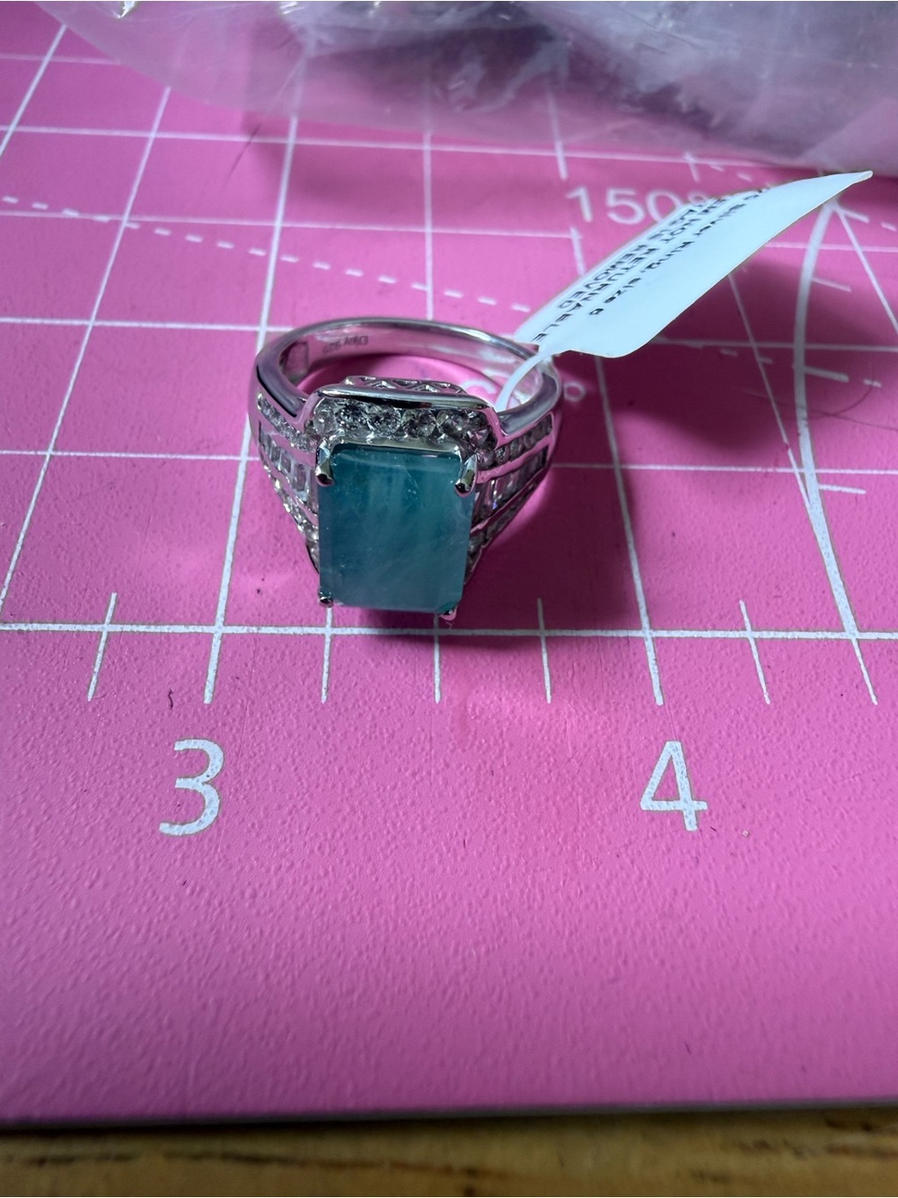 Premium Grandidierite & White Zircon 5 ctw Ring in Platinum Over Sterling Silver - Picture 8 of 10